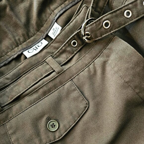 CATO, Boho olive green cropped khaki pants - Picture 9 of 9
